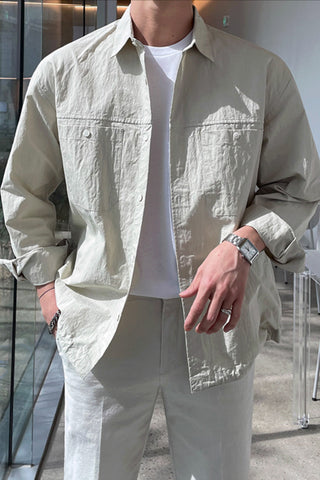 loose linen long-sleeved shirt jackets