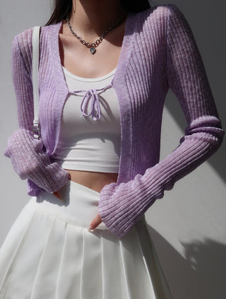 Lace-up Knitted Thin Cardigan