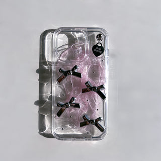 Silver Ribbon Heart Resin Jelly Hard Iphone Case