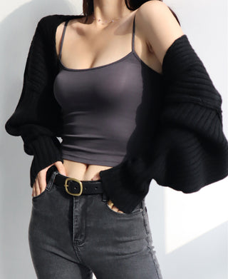 knitted high waist crop shawl Bolero