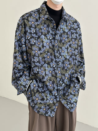 floral long-sleeved shirt jacket