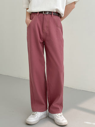 straight loose fit pink jeans