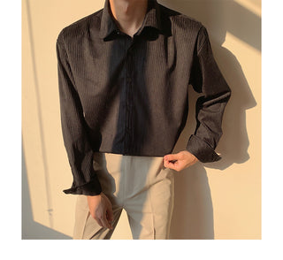 Soft non-tie corduroy loose long-sleeved shirt