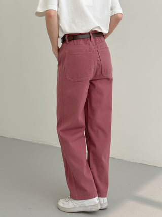 straight loose fit pink jeans