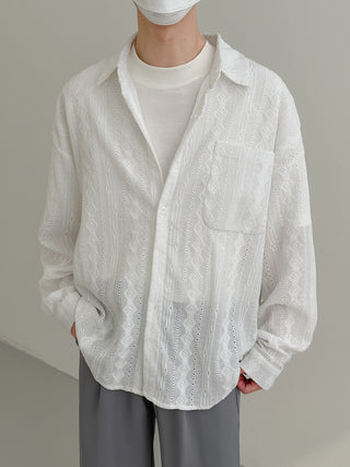 Light hollow design loose fit shirt