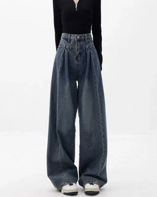 DOUBLE WAIST LOOSE FIT JEANS