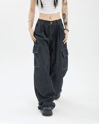 MINIMAL BAGGY DENIM CARGO PANTS