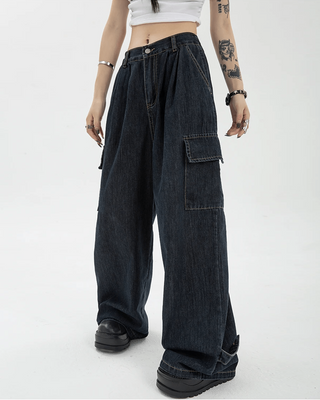 MINIMAL BAGGY DENIM CARGO PANTS