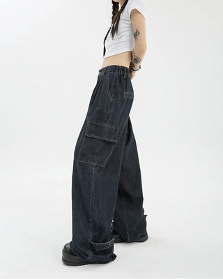 MINIMAL BAGGY DENIM CARGO PANTS