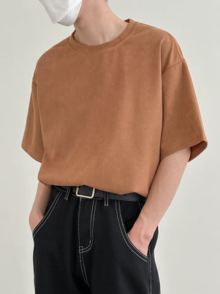 suede short-sleeved T-shirt