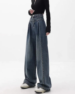 DOUBLE WAIST LOOSE FIT JEANS