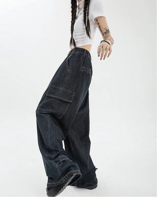 MINIMAL BAGGY DENIM CARGO PANTS