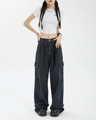 MINIMAL BAGGY DENIM CARGO PANTS