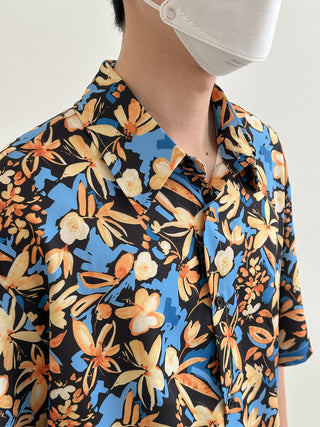 short-sleeved floral loose fit shirt