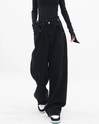 BLACK JEANS BAGGY FIT TROUSERS