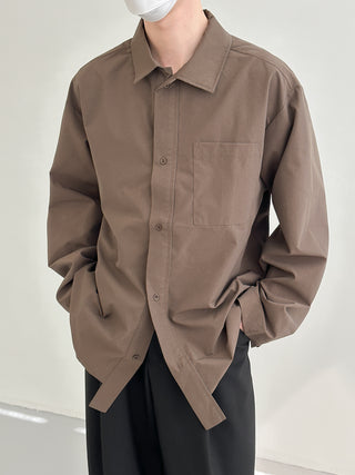 solid color long-sleeved shirt