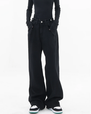 BLACK JEANS BAGGY FIT TROUSERS