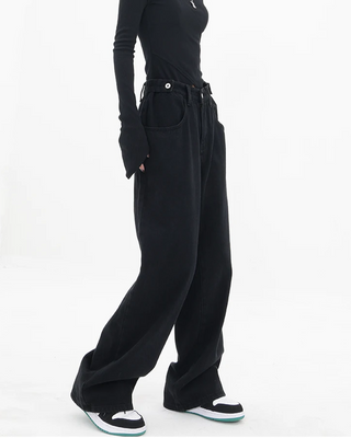 BLACK JEANS BAGGY FIT TROUSERS