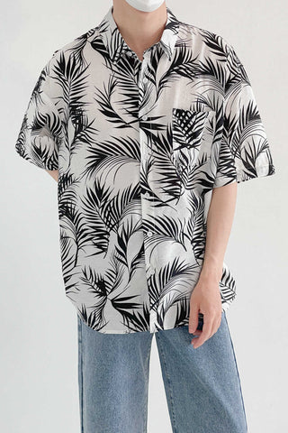 Short-sleeved Loose fit flower shirt