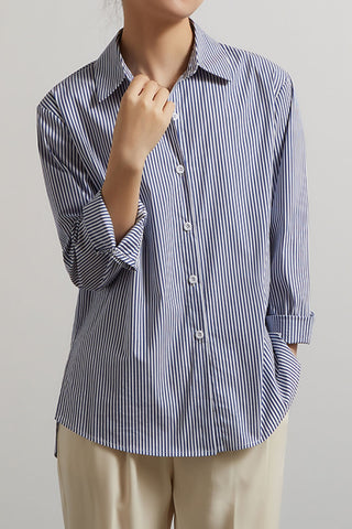 Blue and white striped Long-sleeve shirt