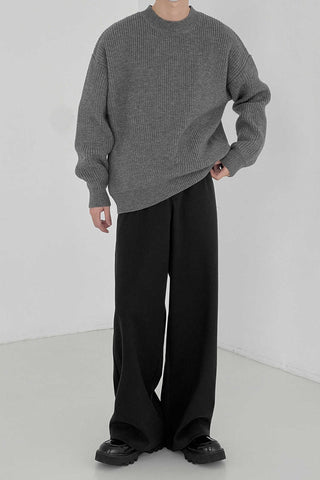 Thickened woolen loose fit wide-leg pants