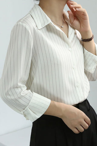 striped collared Iron-free long-sleeved shirt