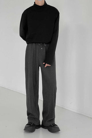 Striped knitted loose fit cotton  trousers