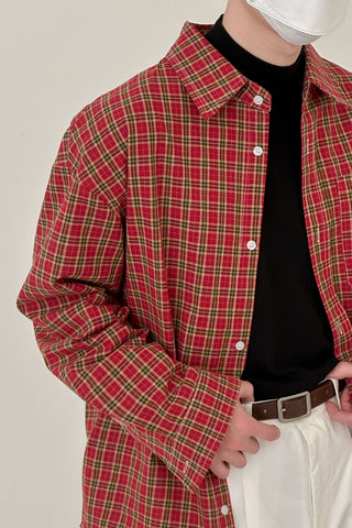 long-sleeved plaid shirt jacket