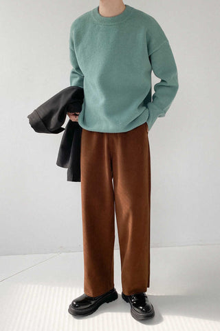 Retro loose fit Woolen casual pants