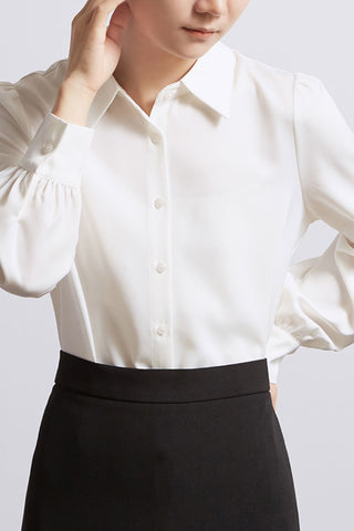 Solid long-sleeved shirt with detachable bowknot