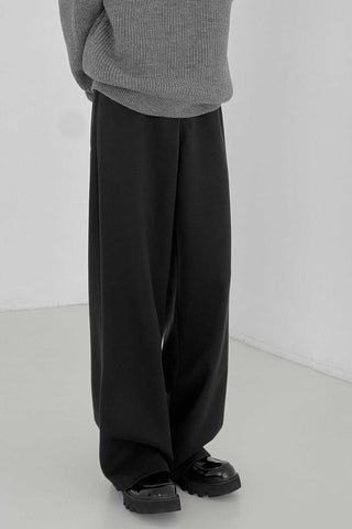 Thickened woolen loose fit wide-leg pants