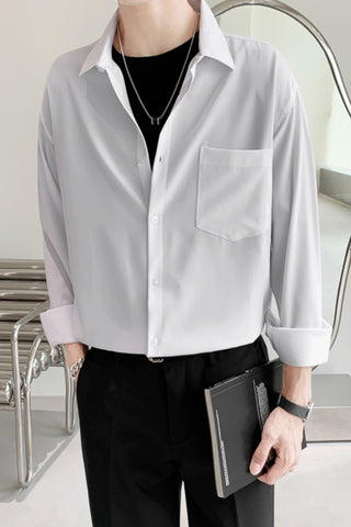 Light and smooth long-sleeved loose casual shirt