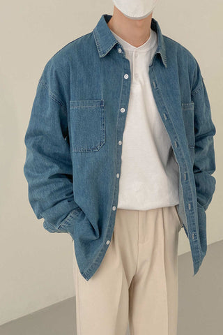 Washed Denim Shirt Jacket