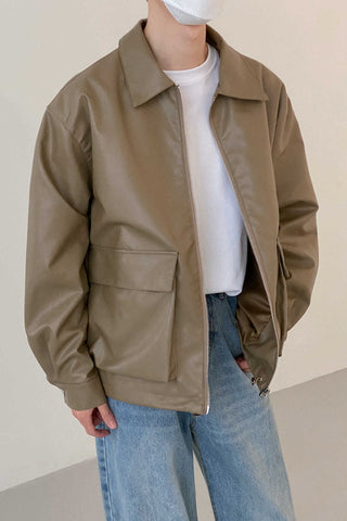 Retro Loose fit Leather Jacket