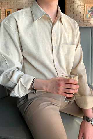 Korean Style Beige Long Sleeve Shirt