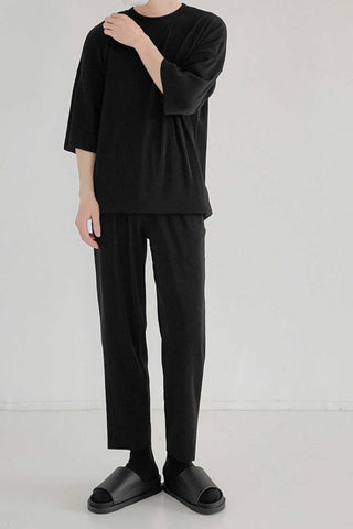 Two piece pleated Pants & T-shirt Suit