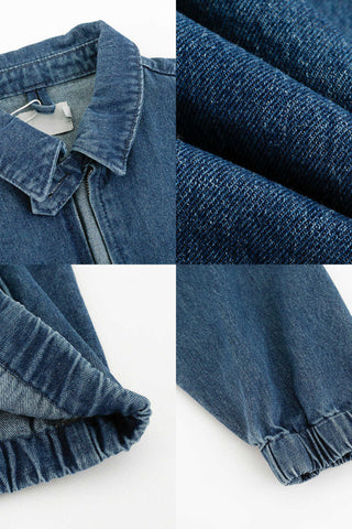 Zipper Lapel Denim Jacket