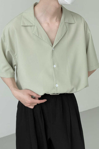 Cuban collar short-sleeved shirt