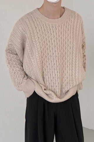 Small short twist round neck sweater