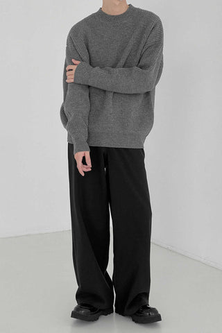 Thickened woolen loose fit wide-leg pants