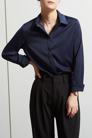 satin iron-free long-sleeved shirt