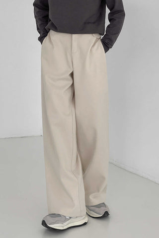 Thickened woolen loose fit wide-leg pants