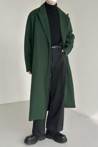 Over the Knee Woolen Windbreaker Coat