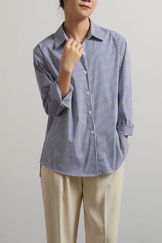 Blue and white striped Long-sleeve shirt