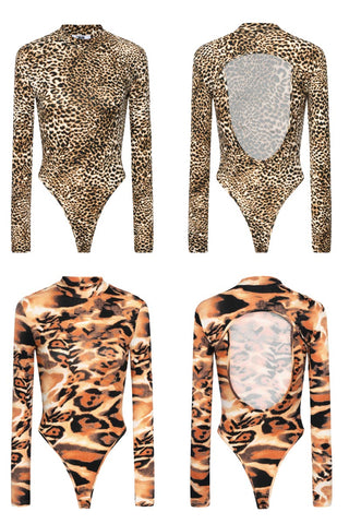 Animal print backless one piece top