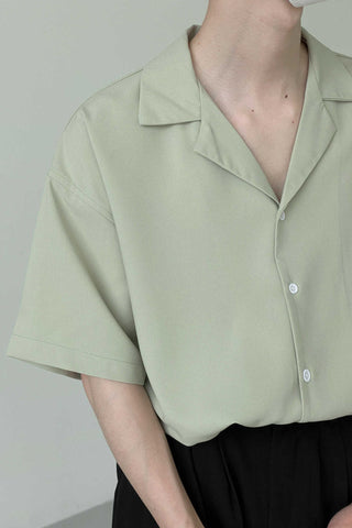 Cuban collar short-sleeved shirt