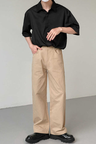 loose fit cotton casual pants