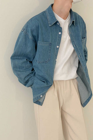 Washed Denim Shirt Jacket