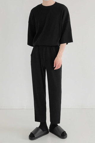 Two piece pleated Pants & T-shirt Suit