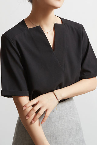 V-neck Chiffon short-sleeved shirt